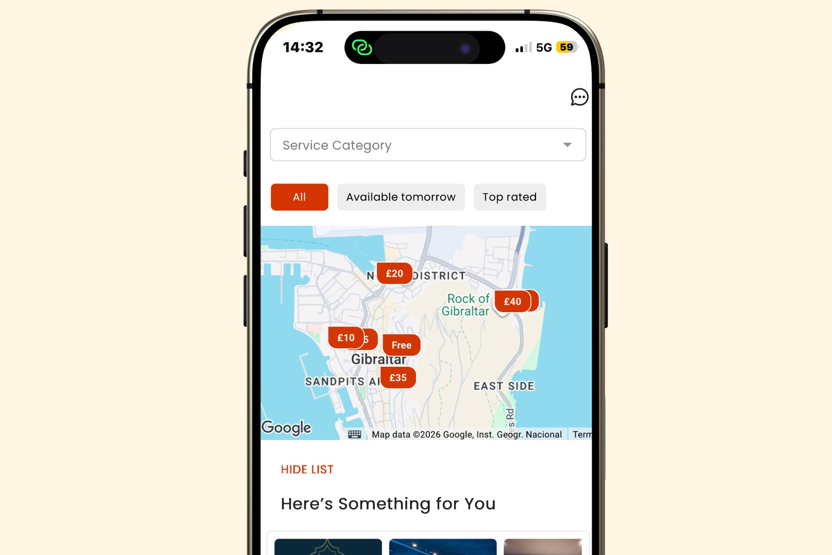 Amberfied app showing a local venue day pass
